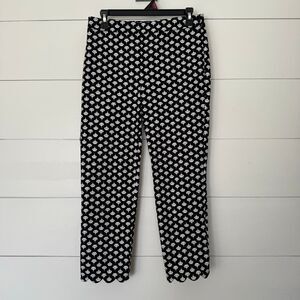 Talbots Women’s 2 Black White Patterned Chatham Pants Chino Career Office Core